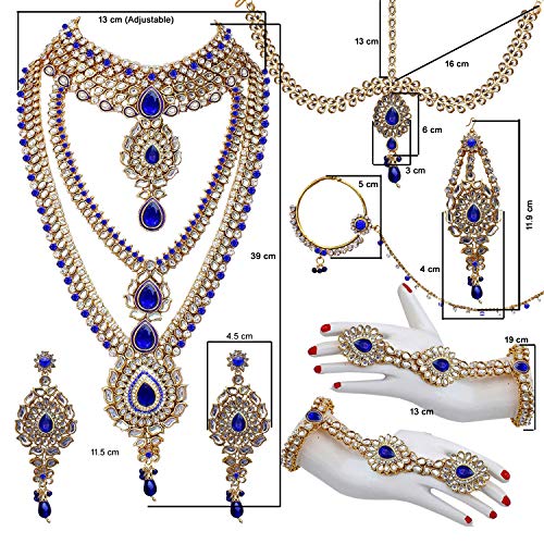 Image of Lucky Jewellery Designer Gold Plated Dulhan Bridal Jewelry Set 8 Pcs. for Girls & Women (3600-WZK-PARENT)