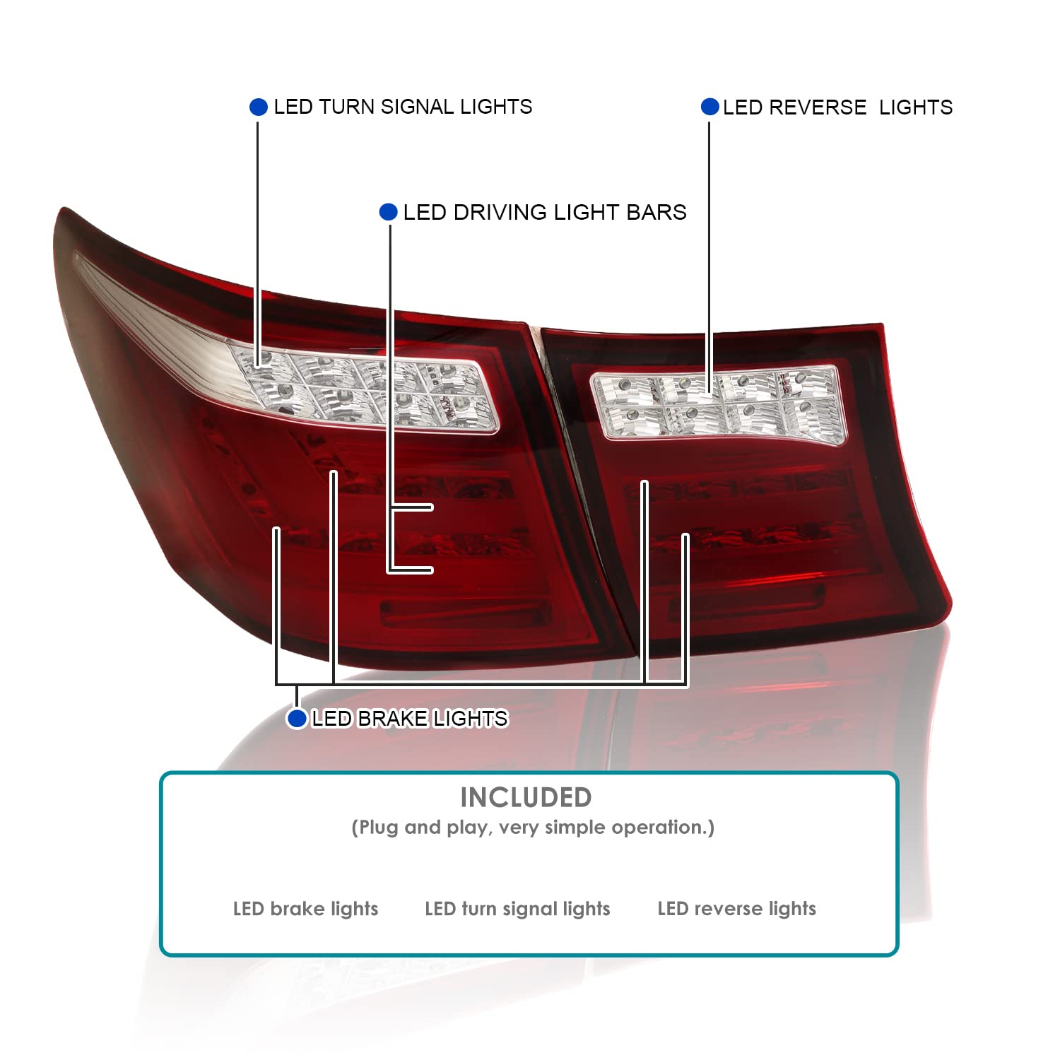 Amazon.com: SPEC-D TUNING LED Bar Red Tail Lights Compatible with  Custom Smoked LED tail lights for 2007-2009 Lexus LS460 main image 0