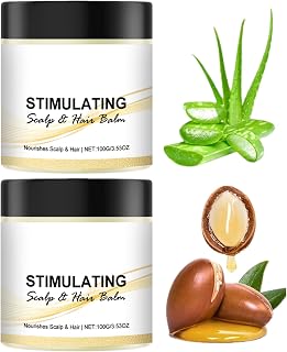 LOYOTICE 2PC Stimulating Scalp & Hair Balm: Shea Mango Butter Blend for Thicker Strands, Stronger Roots & Glowing Hair (100g)