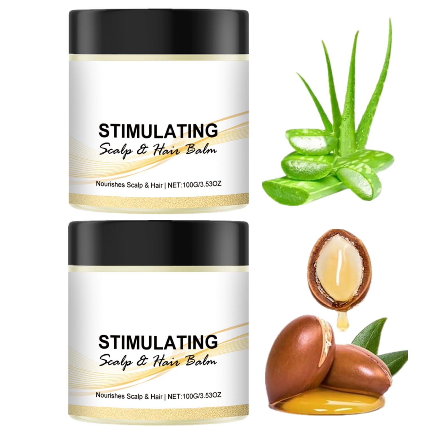 LOYOTICE 2PC Stimulating Scalp & Hair Balm: Shea Mango Butter Blend for Thicker Strands, Stronger Roots & Glowing Hair (100g)
