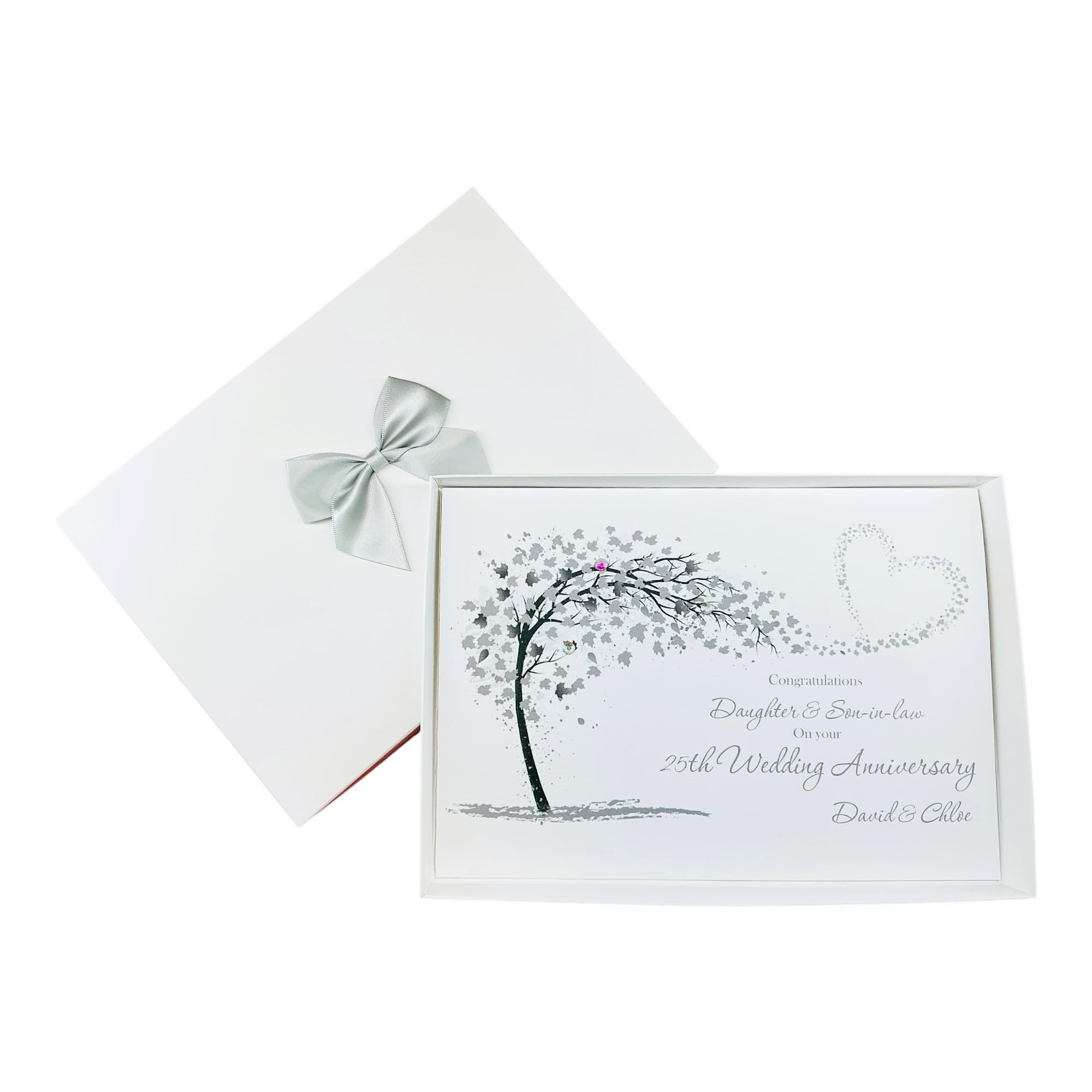 Daughter & Son-In-Law 25th Wedding Anniversary Card Silver - SH 135 โ image 1