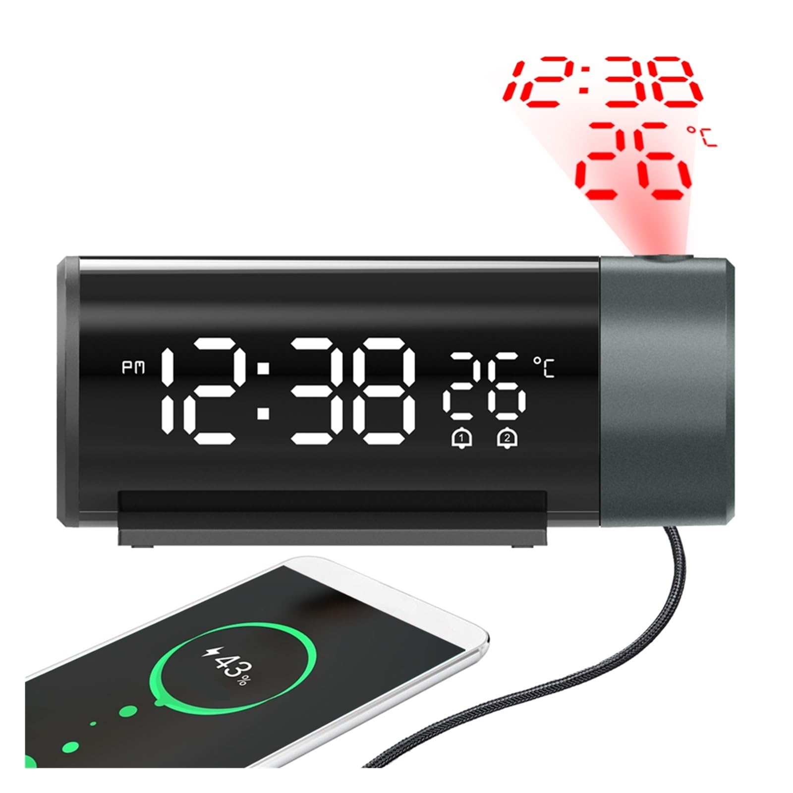 LED Digital Projektion Wecker Uhr Tisch Elektronische Desktop Uhren USB Wake Up Zeit Projektor Snooze Funktion Klare Projektion