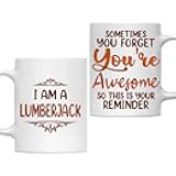MONIZILUCKY Lumberjack Mug - 11oz White Ceramic Coffee Cup - Gifts for Lumberjack, Office, Work Friends, Coworkers, Retirement - Birthday, Christmas, Thanksgiving