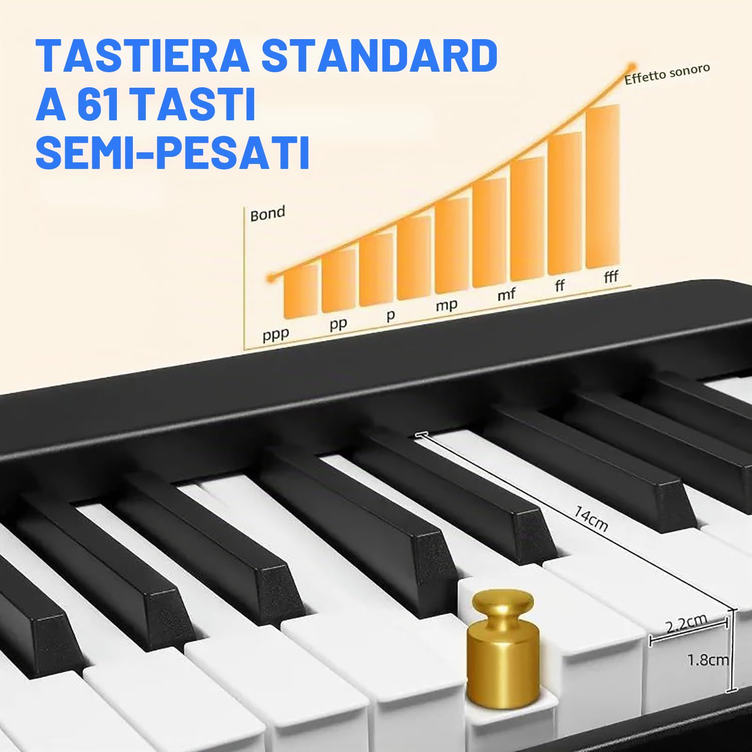 Pianola per Scuola Media，Tastiera 61 Tasti，Pieghevole Tastiera Elettronica Portatile, con Tasti a Grandezza Standard Leggio Pedale Sustain MIDI Bluetooth e Borsa