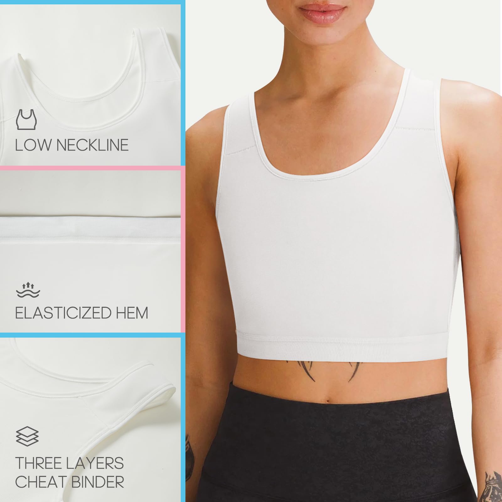 Transgender Chest Binder FTM Binder Trans półpiersiowy biustonosz kompresyjny tank top
