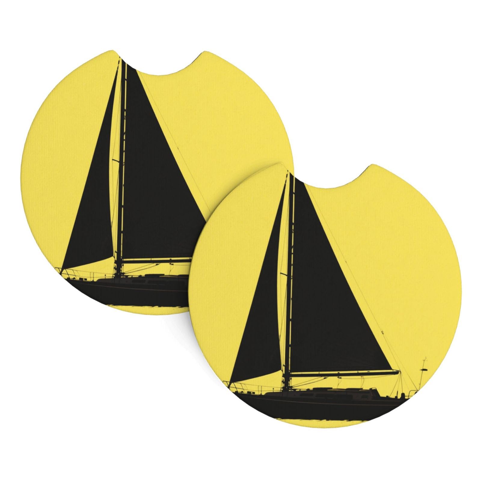 2 Pack Car Coaster for Cup Holders Sailing Car Cup Coaster 2.7" Neoprene Non-Slip Automotive Cup Mat Universal Auto Car Interior Accessories for Women Men Cup Pad