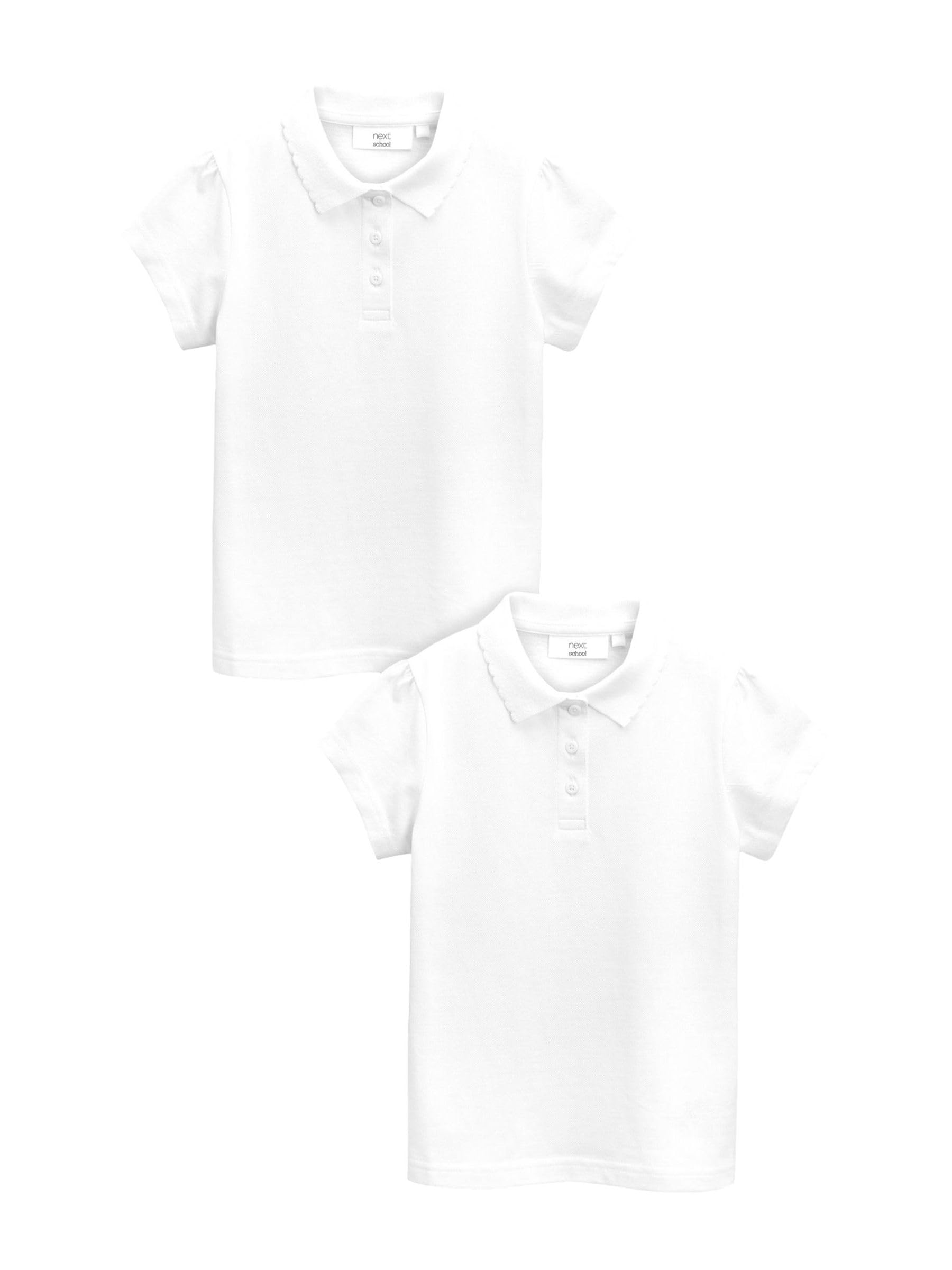NEXT Niñas Pack de 2 Polos de Manga Corta de Corte estándar 100% algodón Blanco 4 Años