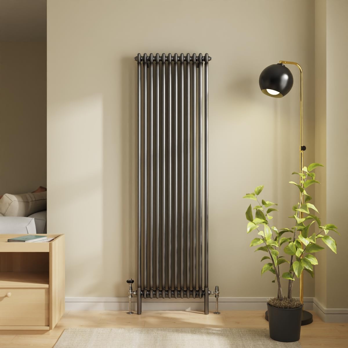 NRG 1800 x 560mm Raw Metal Cast Iron Double Column Vertical Radiator