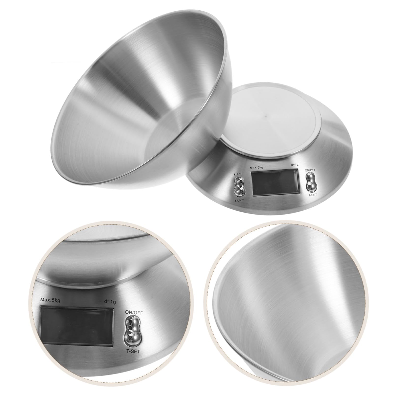 Cabilock Báscula Digital Capacidad 5000g de Cocina de Acero Inoxidable Alta Precisión, Fácil de Limpiar, para Hogar y Repostería