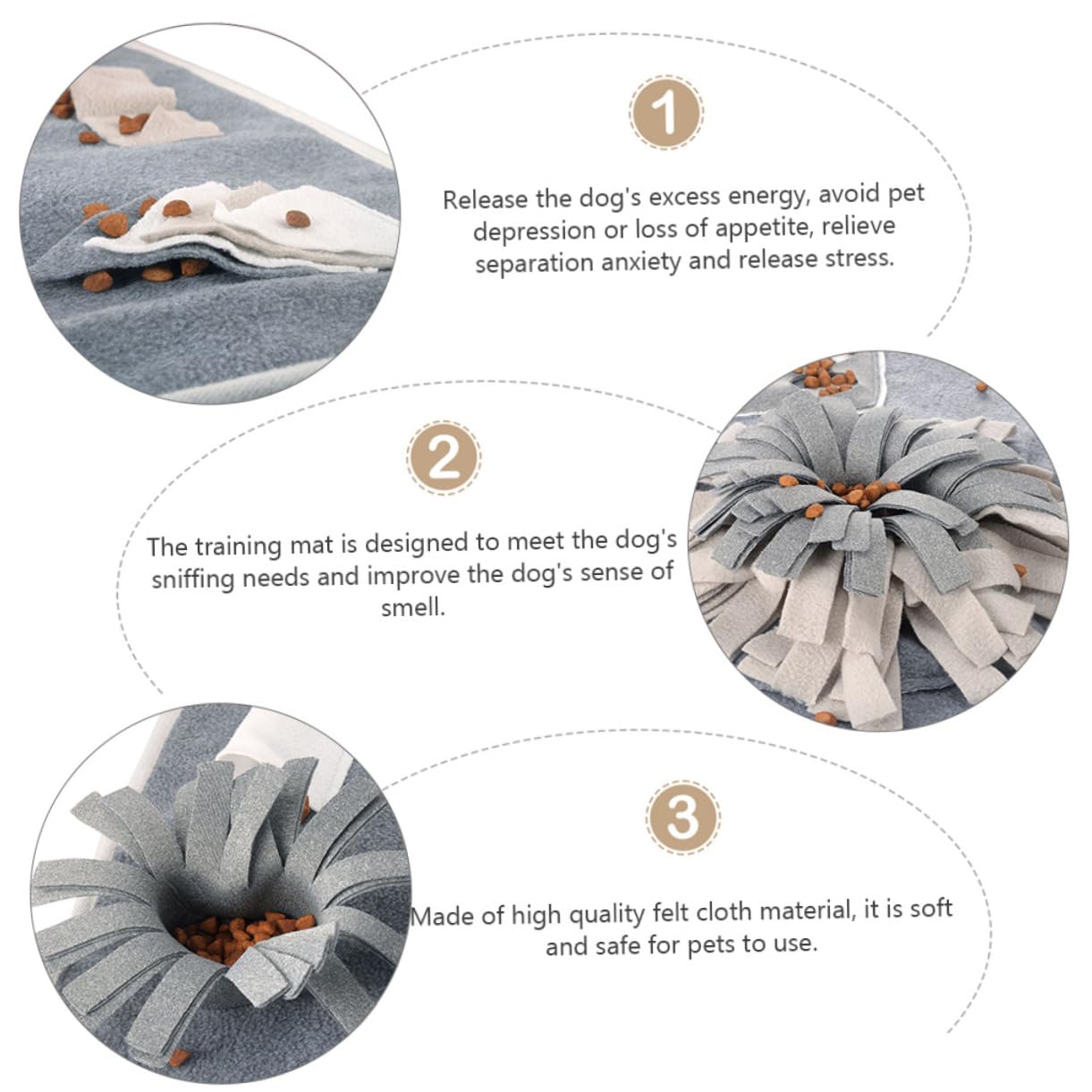 Tapis de Dressage pour Animaux de Compagnie Coussin de Reniflement Anti Tapis d'alimentation Lavable 70X50 CM Couleur Grise Stress et L'Énergie des Chiens