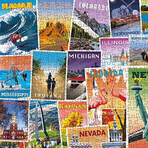 Funwares Puzzle de Estados Unidos, Rompecabezas de 1000 Piezas, Arte Vintage de Póster | Monumentos y Atracciones desde Alabama hasta Wyoming, Sin Polvo de Rompecabezas, Piezas Antirreflejo, 27 x 19 Pulgadas, Regalo Educativo miniatura 4