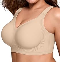 Bras for Women Supportive Wireless Push Up Bra Full Coverage No Underwear Seamless Plus Size for Older Women（Skin,XL
