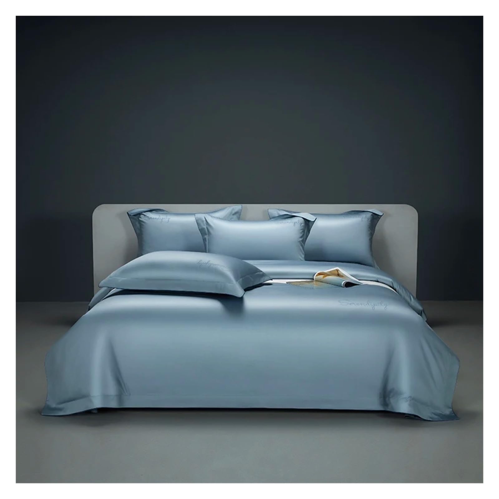 Set Di Biancheria Da Letto In Stile Hotel In Cotone Egiziano 1200Tc, Set Copripiumino Di Lusso Con Ricamo, Lenzuolo Con Angoli/Piatto, Federe, Piumone Per Tutte Le Stagioni,B,Flat Queen Size 4Pcs