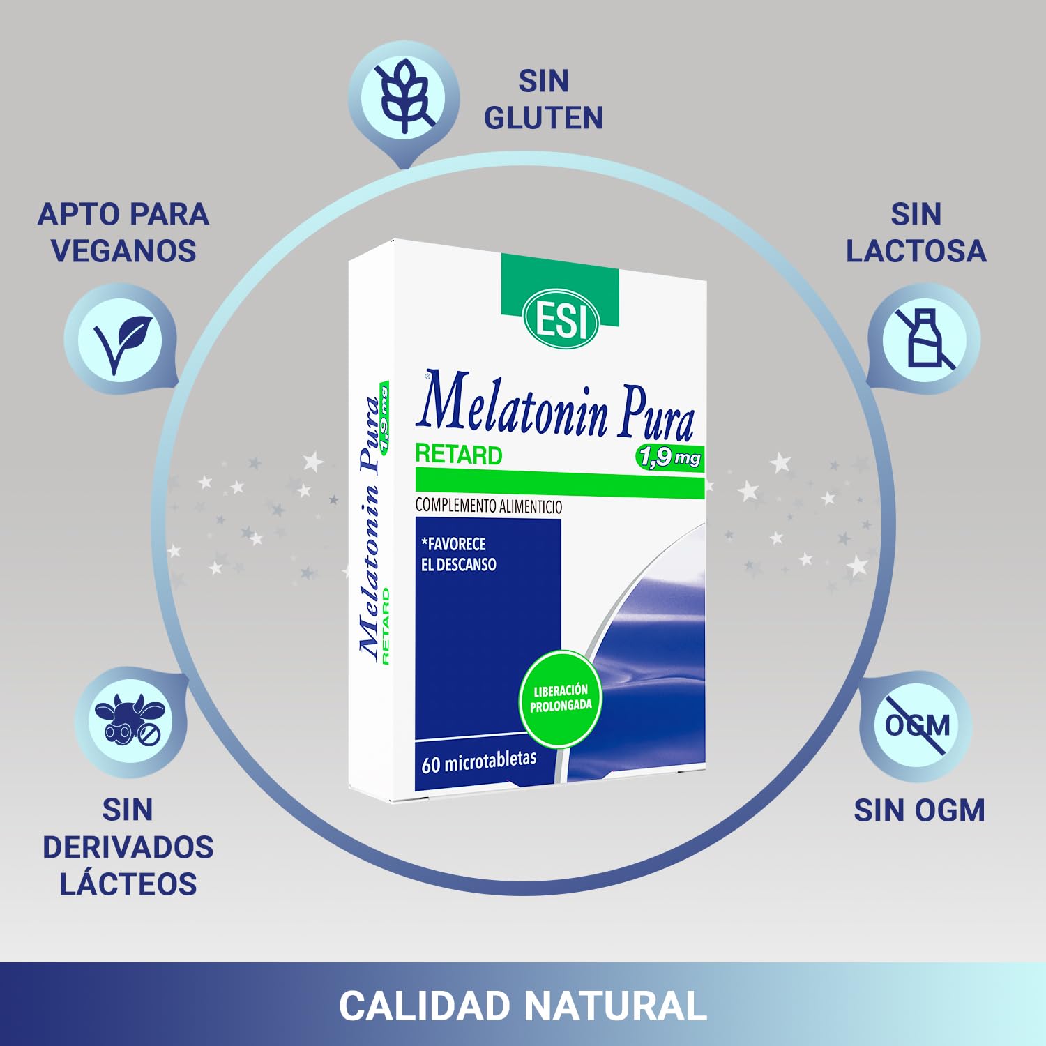 Melatonina Retard 1,9 mg – Liberación Gradual para un Sueño Reparador – Regula el Ritmo Circadiano y Jet Lag – Descanso Óptimo Toda la Noche – 60 Microtabletas Veganas (1)