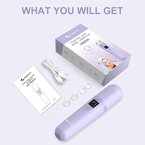 Miniatura 9 de Joyhicare Aspirador nasal para bebé 3 niveles de succión seguro eléctrico para la nariz del bebé con diseño antireflujo limpiador de nariz Morado