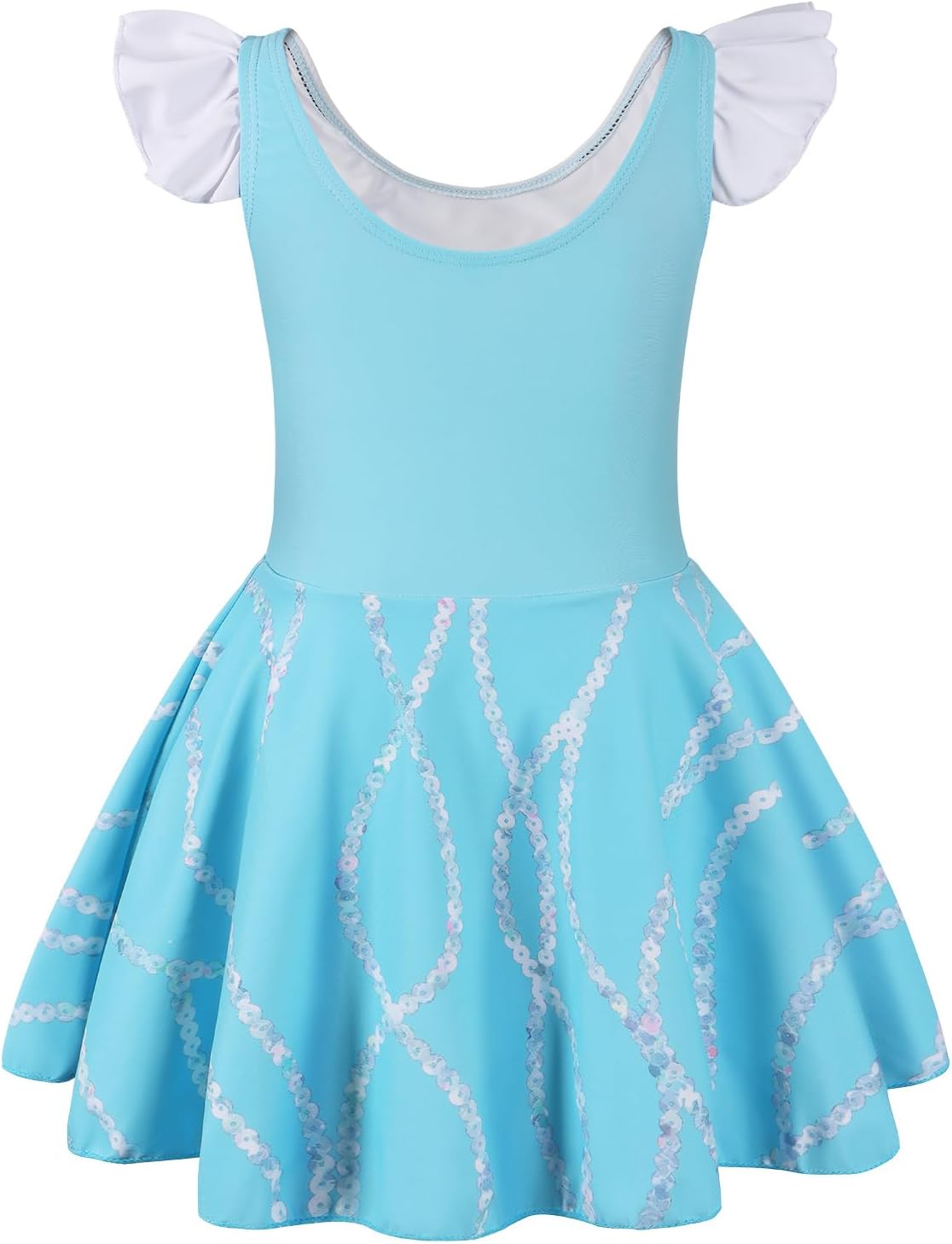 COTRIO One Piece Princess Swimsuit for Girls Short Sleeve Swim Dress Rash Guard Bathing Suit Skirted Swimwear 1-10 Years - Image 2