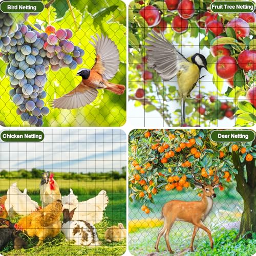 Image of FEED GARDEN Deer Fence Netting Garden Netting Bird Netting - 7x100ft UV-Protected Garden Fence for Plant with 3 /4 inch Fine Mesh - Includes 10 Stakes & 50 Zip Ties for Easy Installation