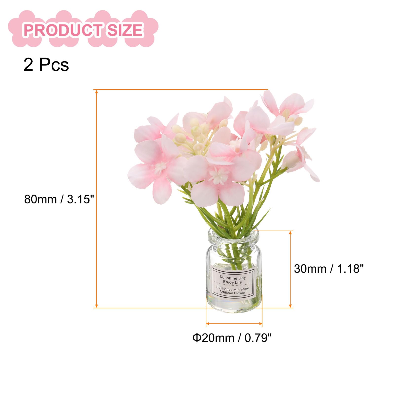CoCud Mini Flowers Dollhouse in Vase, Silk Plastic Miniature Dollhouse Accessories with Tiny Flower Light Pink - Image 2
