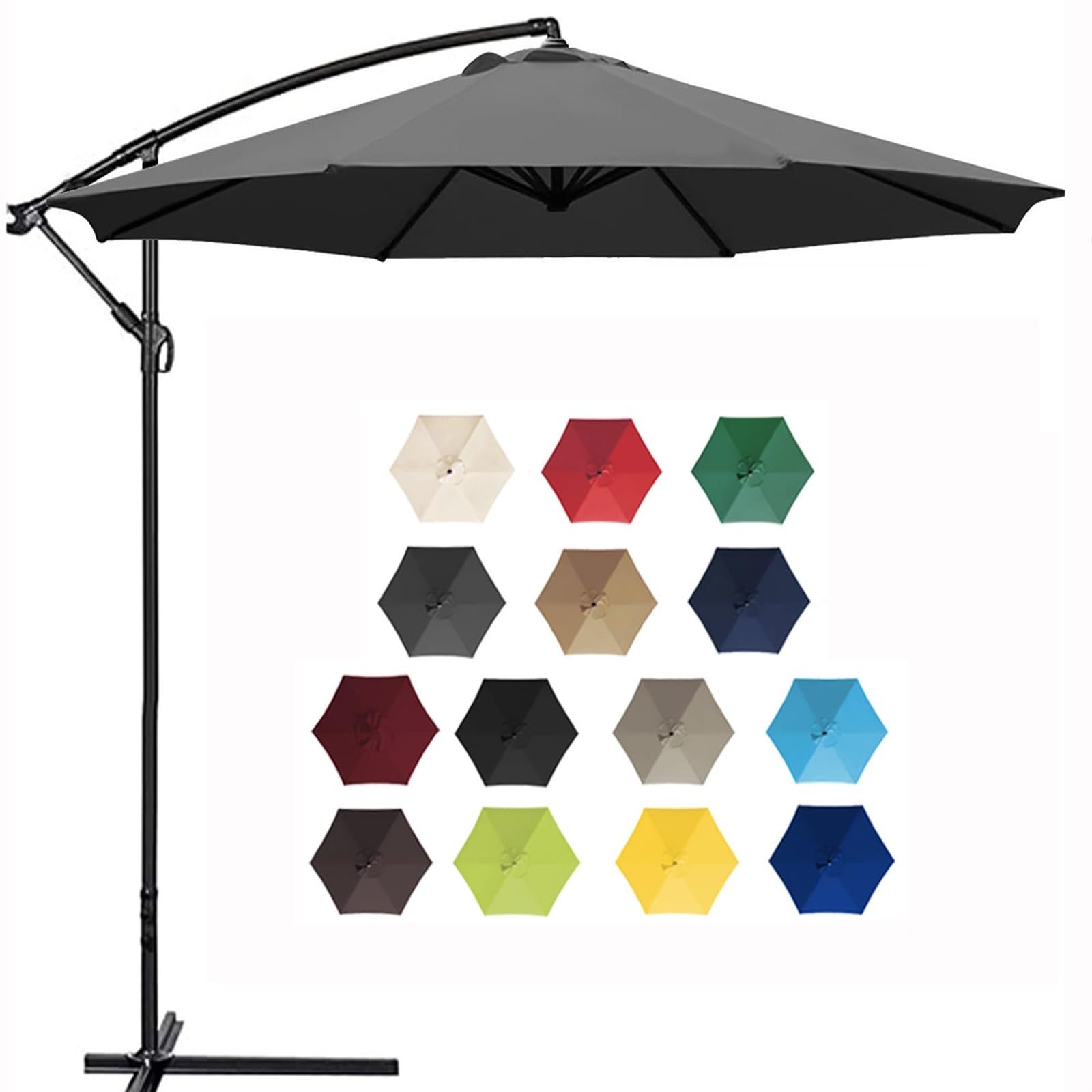 HAOKKV Replacement Parasol, replacement parasol cover 2.0m/2.7m/3.0m+6 Arms replacement parasol fabric cover for Garden Umbrella(Grey,2.0m/6.5ft)