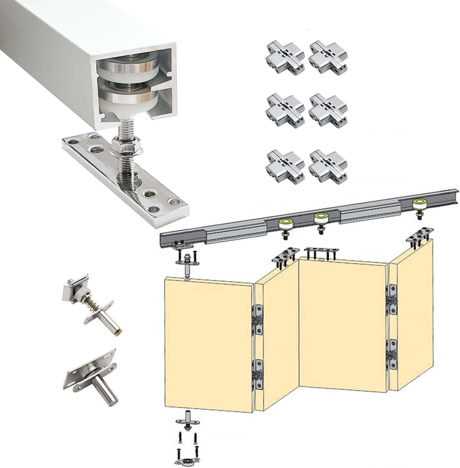 Rail pour Porte Pliante Argenté 4 Vantaux RENLXFI