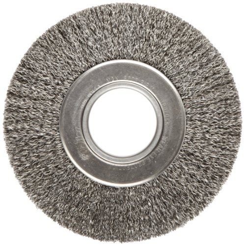 Weiler 03100 7" Wide Face Crimped Wire Wheel, .014" Steel Fill, 2" Arbor Hole, Made in the USA