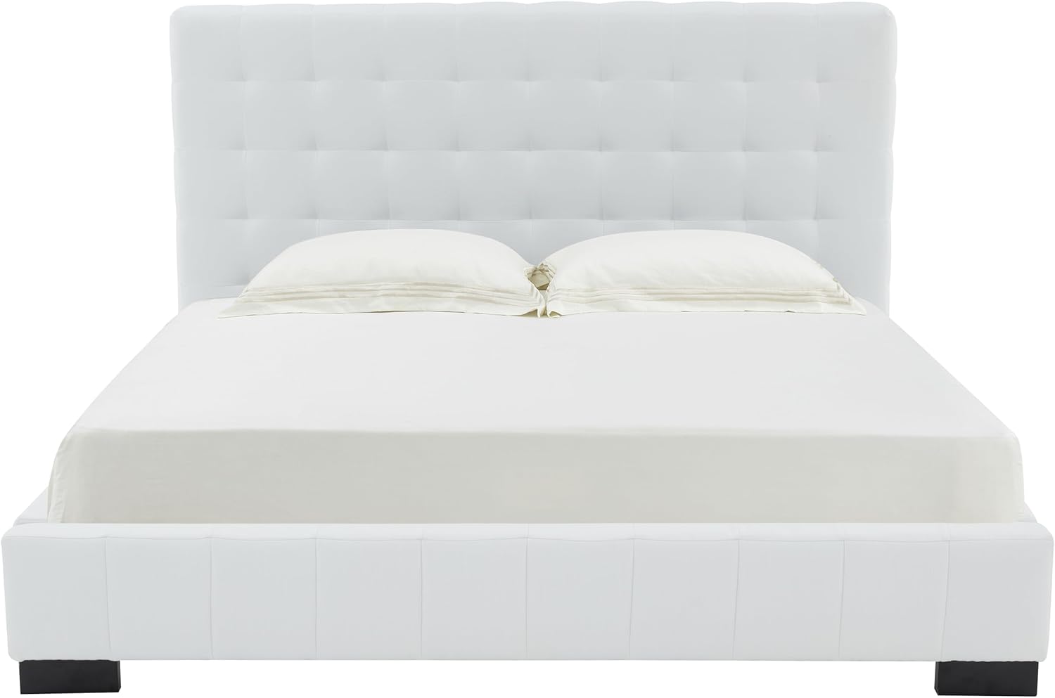 SAFAVIEH Couture Collection Vivaldi White/Black Tufted Linen Queen Size Bed