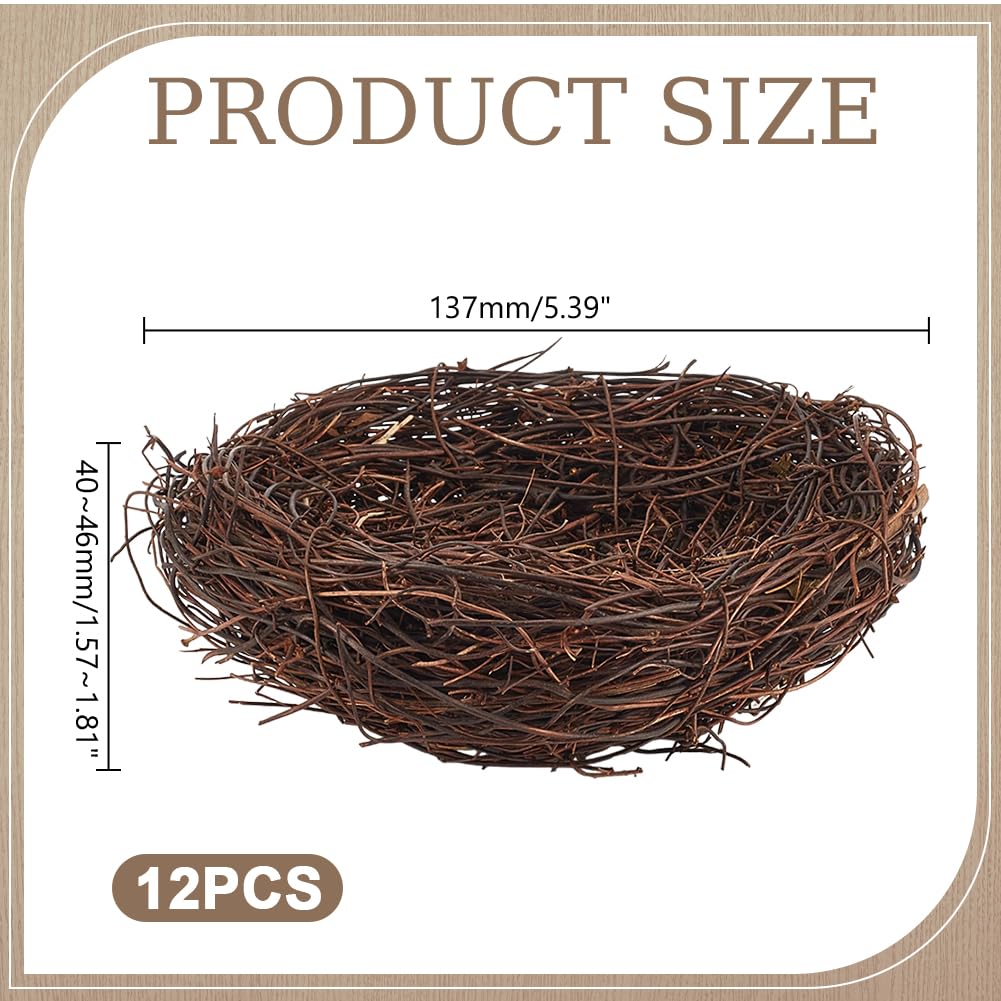 12 nidi di uccelli artificiali in rattan, per artigianato, artigianato, nido per uccelli, piccoli uccelli, kit di decorazione per Pasqua, matrimonio, casa, feste, albero di Natale