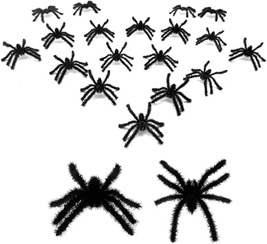 20 PCS Realistic Hairy Fake Spiders - Scary Prank Toys For Halloween & Parties