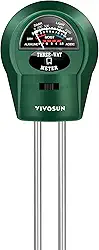 VIVOSUN Testador de solo, medidor de umidade de plantas 3 em 1, testador de pH leve, para casa, jardim, gramado, fazenda, uso interno e externo, promove o crescimento saudável das plantas