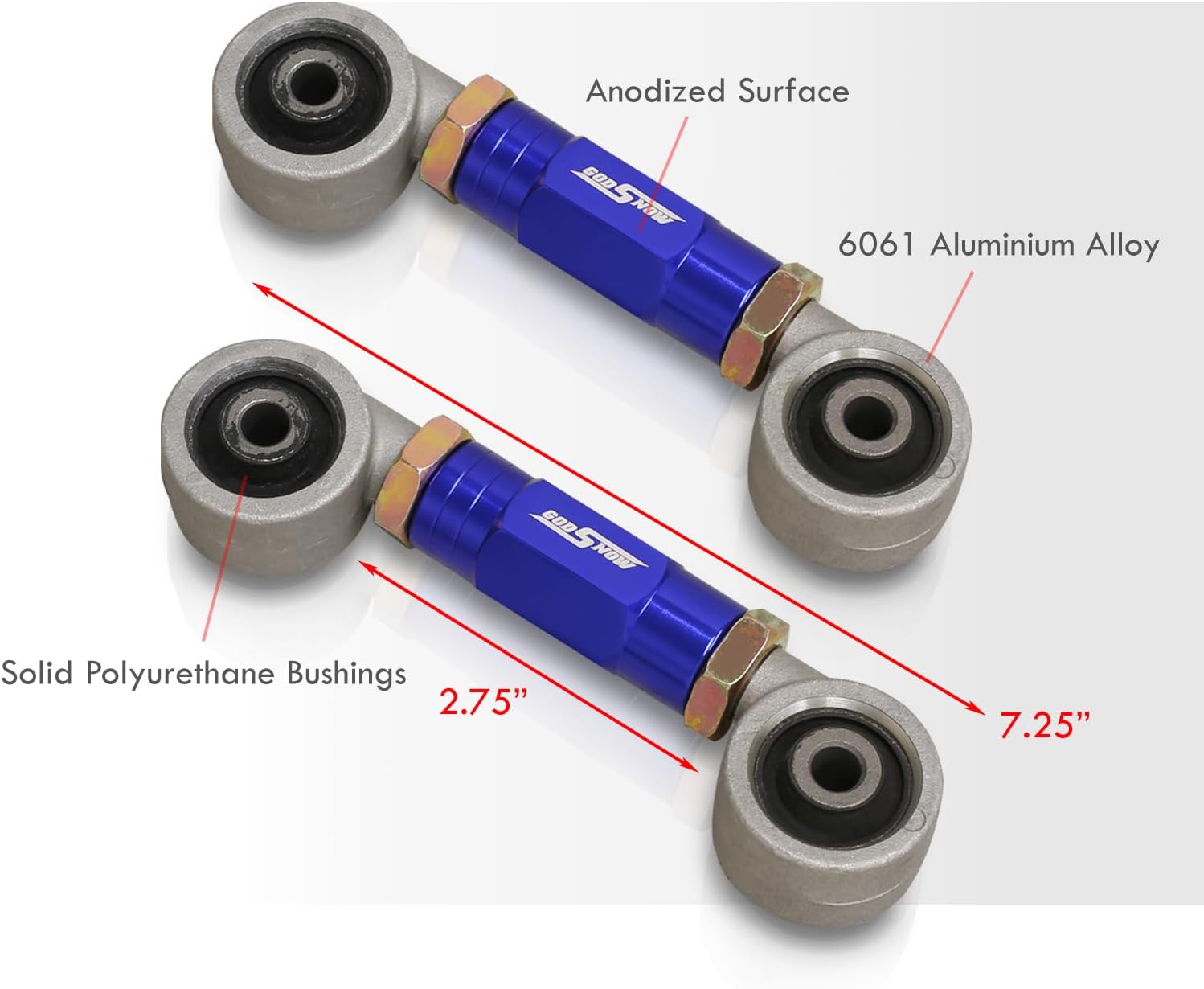AJP Distributors Rear Adjustable Control Toe Arms Kit Suspension Left Right Pair Blue Compatible/Replacement For Civic Del Sol CRX Integra EF EG EK DC JDM 88 89 90 91 92 93 94 95 96 97 98 99 00 01