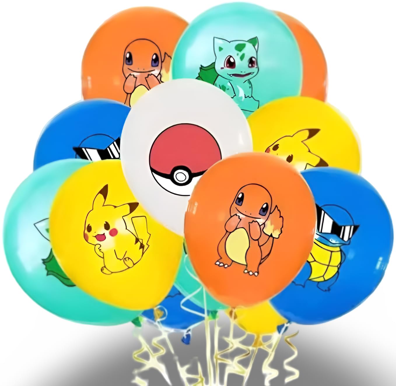 Pokémon Party Supplies | 15+ Years | 10 x Balloons With Ribbon | Mix 1 — image 1