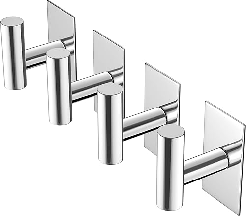 Miniatura 6 de VAEHOLD Ganchos para toallas de pared, resistentes al agua, para colgar abrigos, ropa, armario para cocina (cromado, paquete de 4)