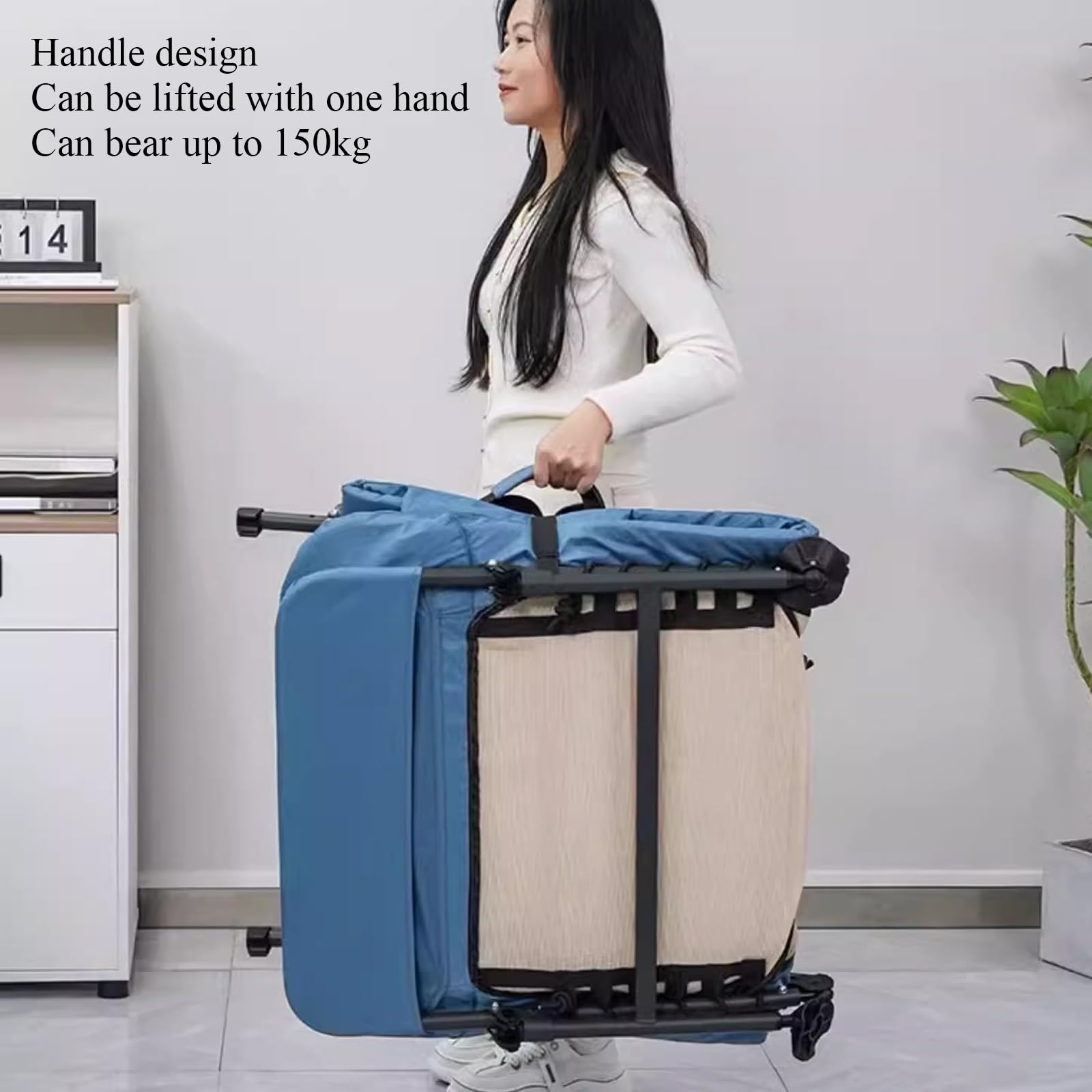 Brandina da Campeggio Pieghevole con Materasso, Letto Portatile Singolo Carico Massimo Supportato 150kg, Struttura Resistente per Campeggio Spiaggia Grigliate
