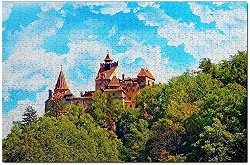 Qyufan ルーマニアジグソーパズル1000ピースブラン城ブラショフルーマニアパズルゲームアートワーク旅行お土産木製