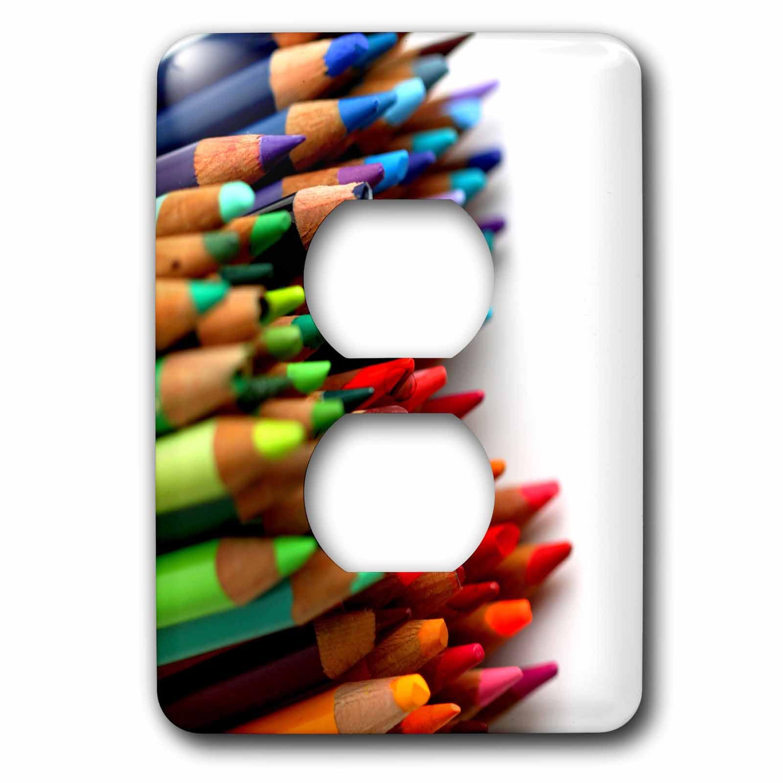 Crayons de groupe multicolores pour remplacer vos plaques de prise ternes avec style 3dRose
