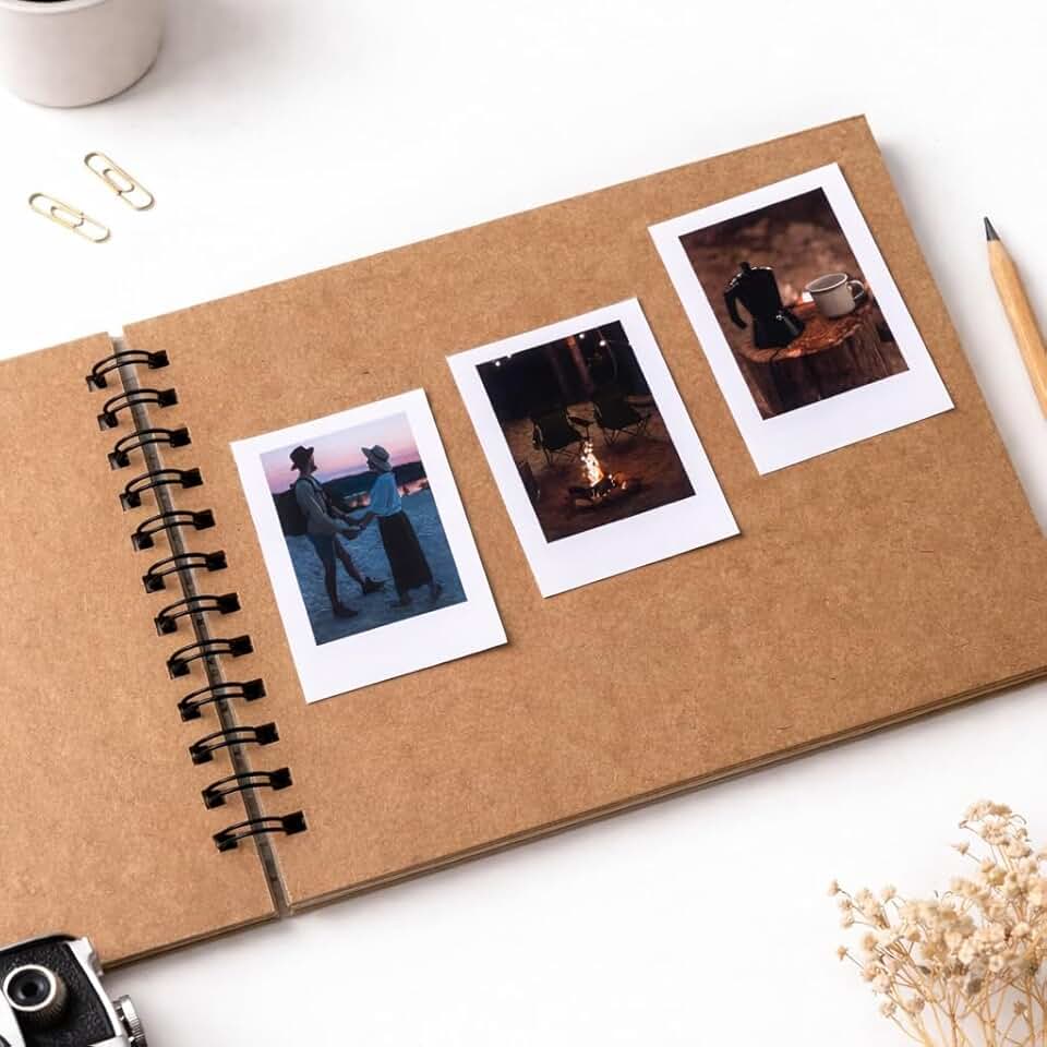 Álbum Caderno Scrapbook para Colar Fotos Papel Kraft - Capa DURA Rústica (Crua) Tamanho 15cm x 21cm