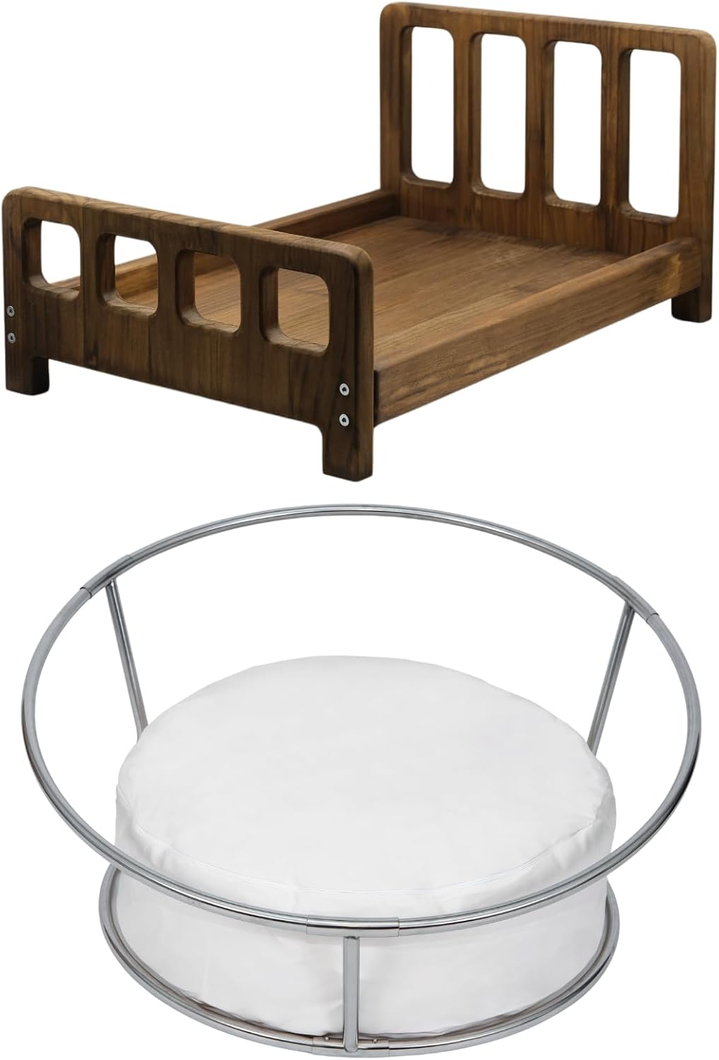 Newborn Photography Props Bed + Newborn Posing Table with Beanbag(Unfilled) and 6 Clips Baby Photoshoot Props Handcrafted Rustic Wooden Posing Bed for Professional Photographers Newborn Photo Session