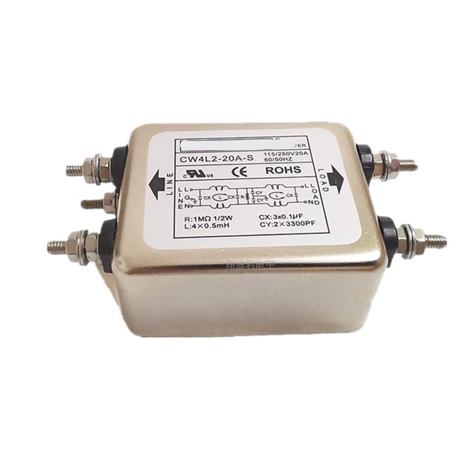 WBBAYDRFR Single-Phase Power Filter CW4E-30A-S 10A 20A 30A Double-Stage Purification AC 220V Terminal Block(CW4L2-20A-S 20A)