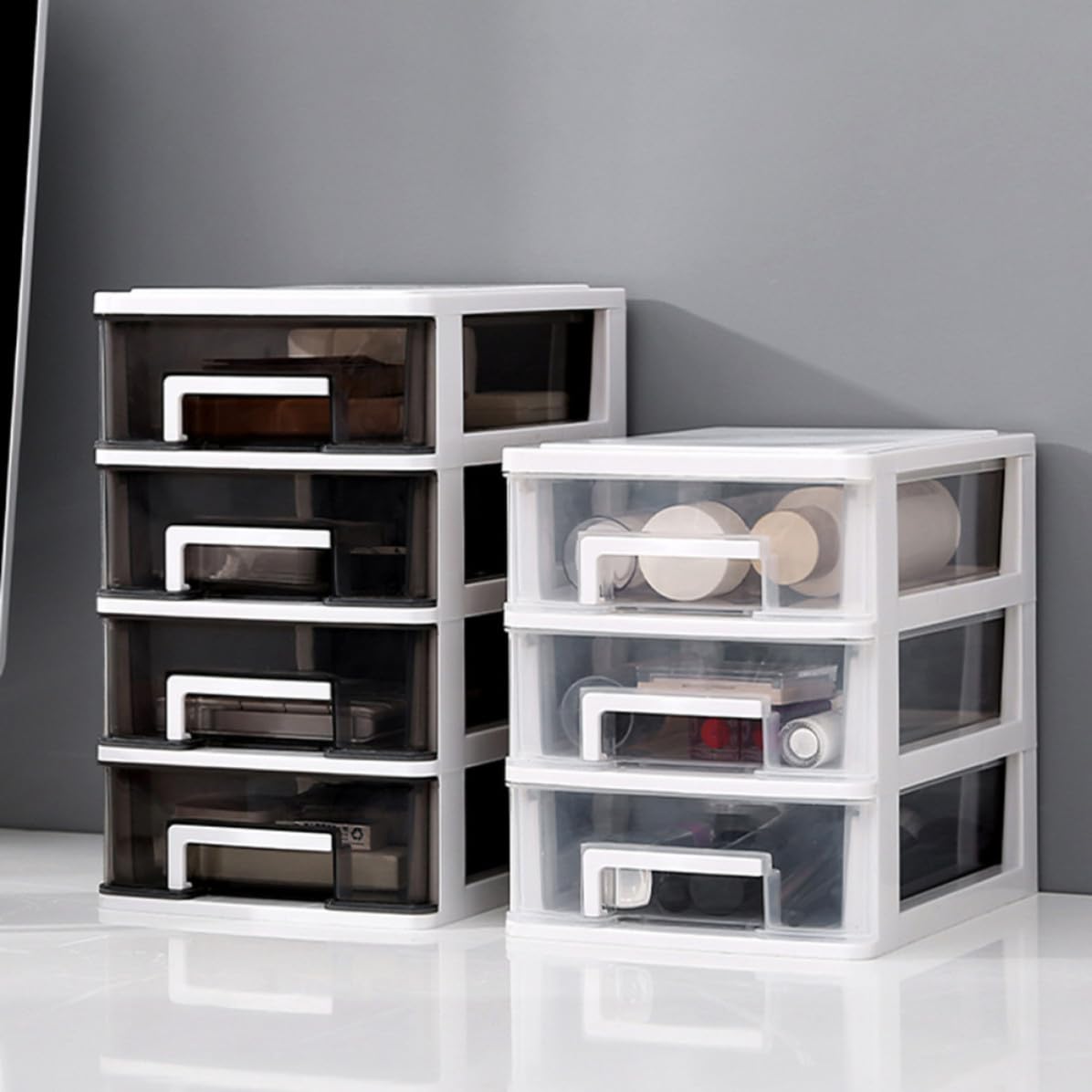 GALPADA Cassettiere Componibili in Plastica Bianca Tre Strati e Design a Cassetti, Multifunzionale e Comoda per L'organizzazione in Soggiorno e Ufficio
