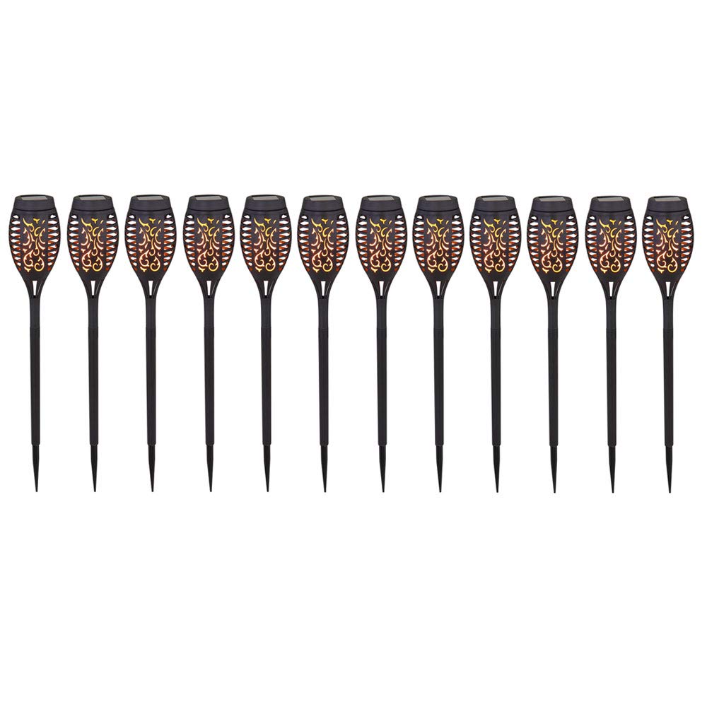 Solar Flammen Fackeln Gartenleuchte Solarlicht im Freien Solarfackeln für Außen Flamme Solarleuchten Fackel für Außen, Feuereffekt, 12x LED, DxH 7,5x51 cm, 12er Set