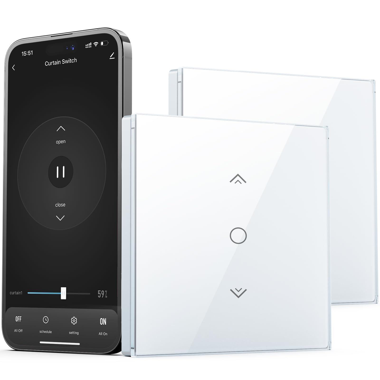【Nuevo Chip】Alexa Interruptor Persiana Wifi, Etersky Interruptor de Persianas Inteligente, Persiana y Toldos Electricos WiFi, Interruptor Cortina Compatible con Alexa y Google Home, 2Piezas