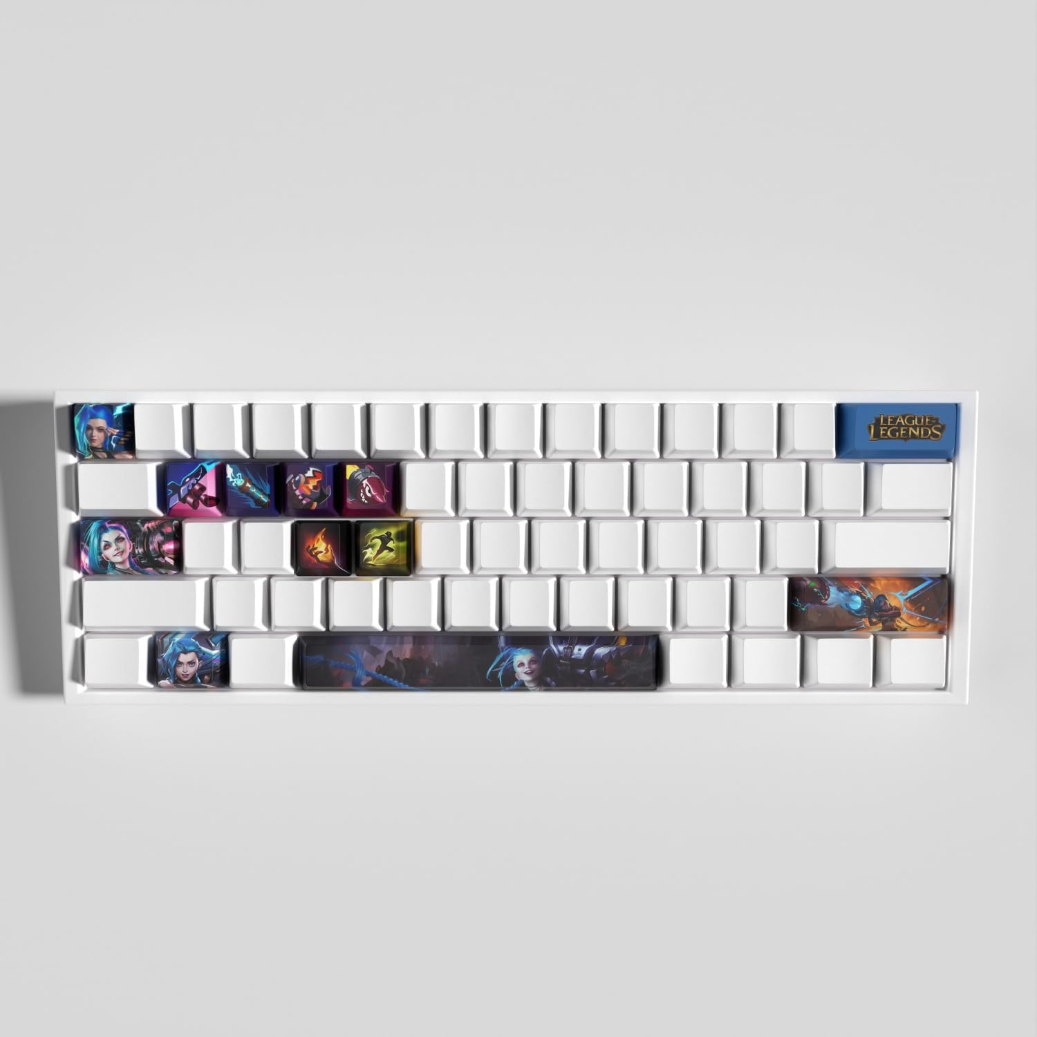 League Jinx Set di 12 Keycaps PBT ad alta densità OEM profilo Dye sublimazione layout ideale per creatori di contenuti e appassionati di sport