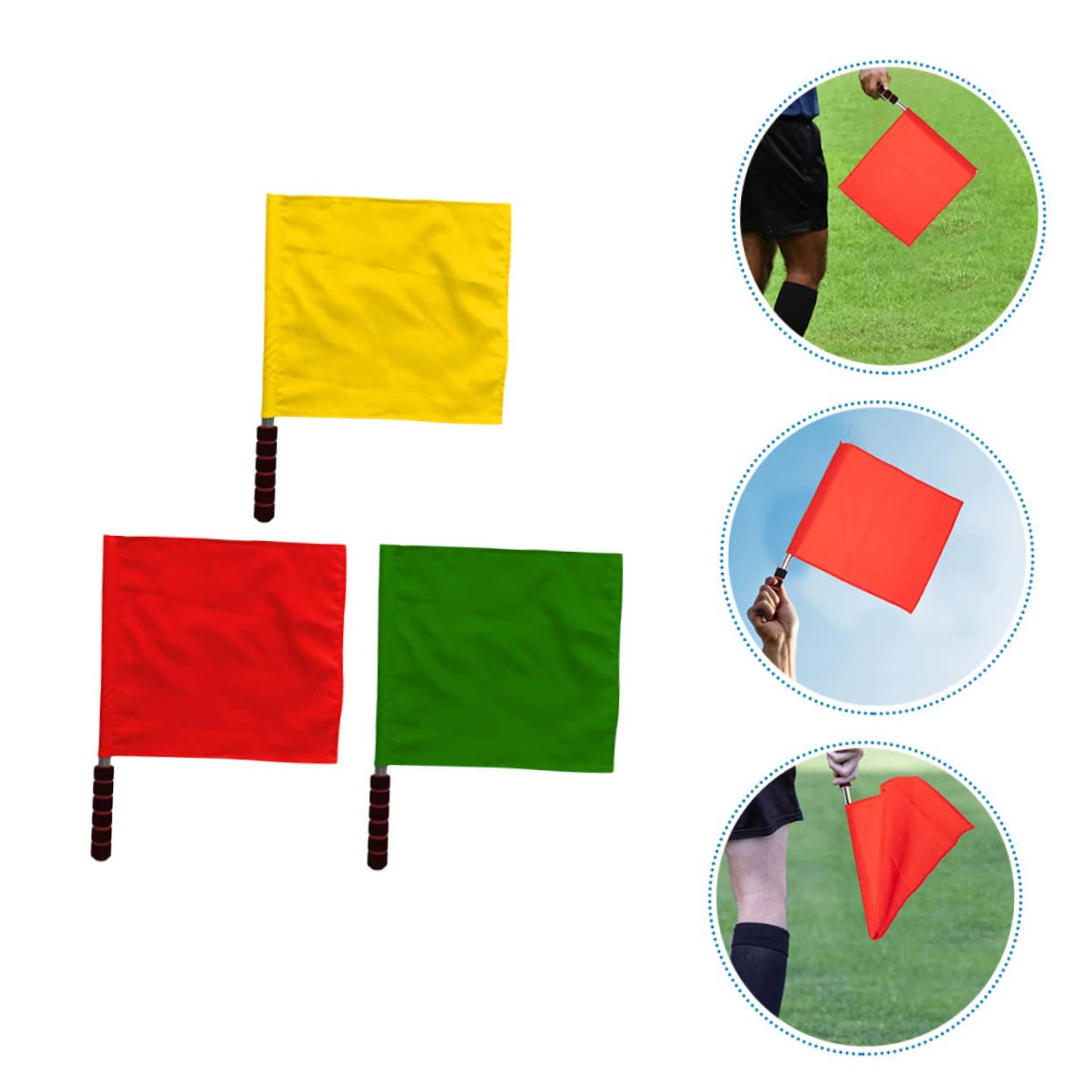 BRIGHTFUFU 3pcs Traffic Safety Signal Flag Referee Flag for Match Cheer for Boys and Girls or Team