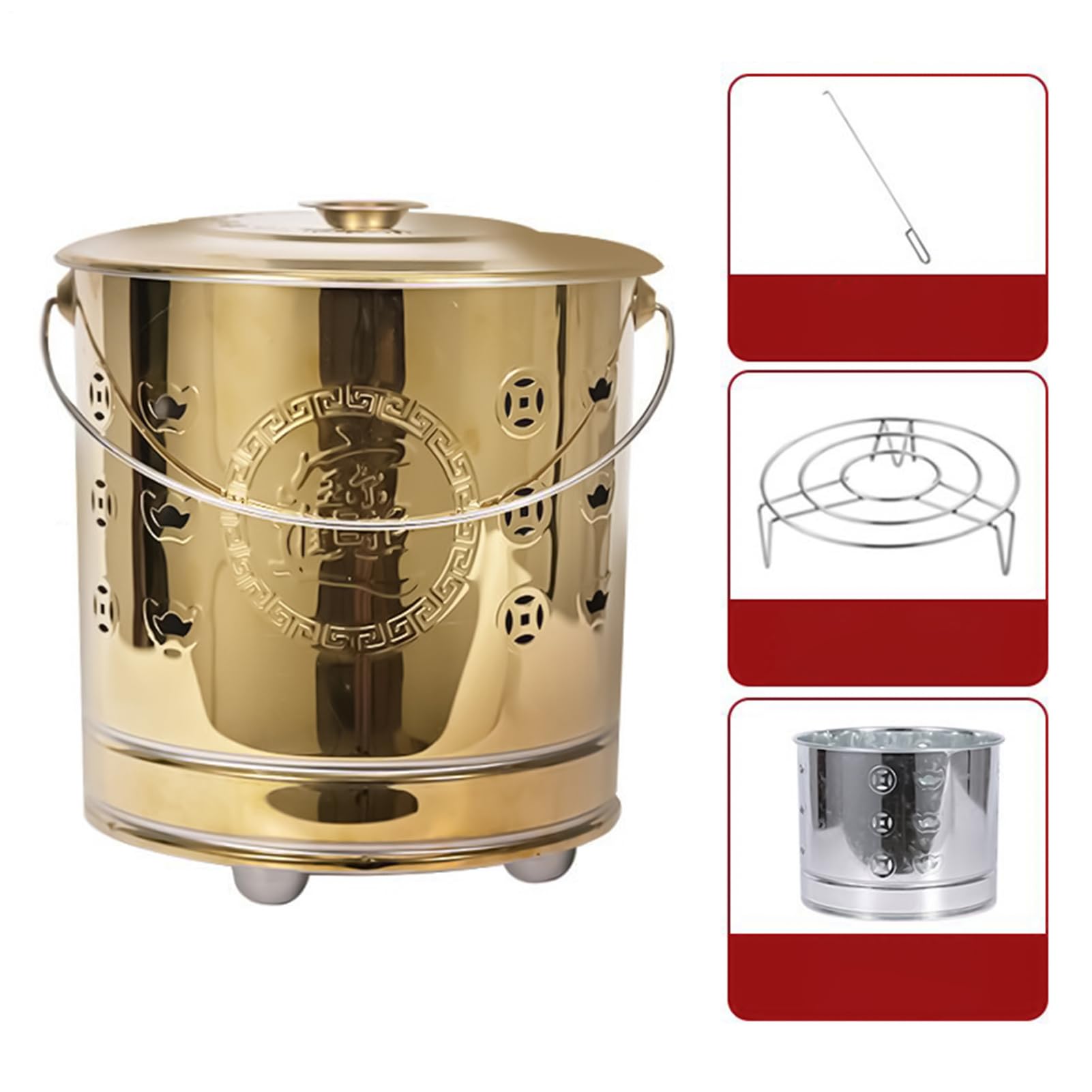 Burning Barrel Incinerator - Cage portable en acier avec liquide amovible, doublure Ash Liner, outil de poker de feu | Patio extérieur, jardin, terrasse, plage, camping, cuisine, feuilles de déchets
