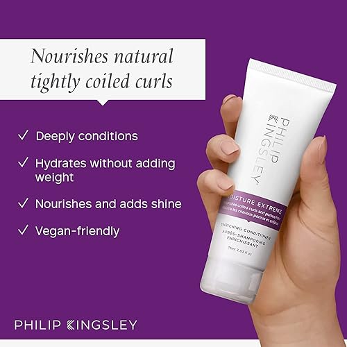 Miniatura 2 de PHILIP KINGSLEY Moisture Extreme Acondicionador enriquecedor para cabello rizado y seco dañado con germen de trigo de almendra, aceite de aguacate