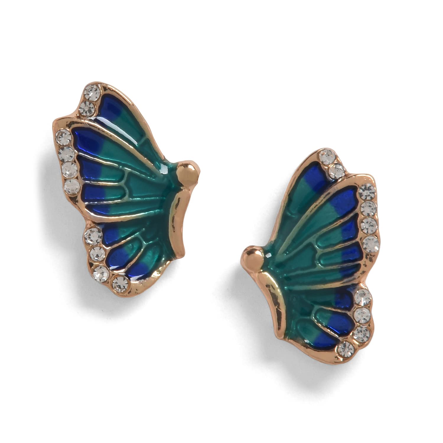 SOHI Latest Stylish Enamel Butterfly Shaped Studs Earrings In Cobalt Blue and Emerald Green With Crystal Stones Gold Plate Collection For Women and Girls (B09P4X7F7H) Amazon Price History, Amazon Price Tracker