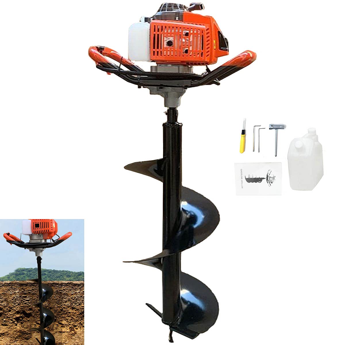 Buy SUDEG Fence Post Hole Digger Tool,63CC 3HP Powered Petrol Earth