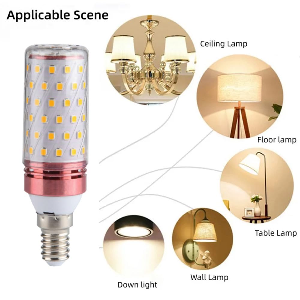 15 Pezzi E14 12W 220V LED Lampadina Luce Di Candela Tavolo Mais Lampadario Portalampada Casa Illuminazione Di Emergenza,Warm white