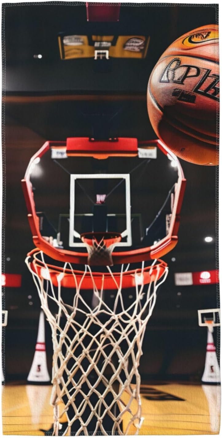 Basketball Print Hand Towels for Kitchen, Decorative Bathroom Towels Decor Farmhouse Cute for Men Women Gifts