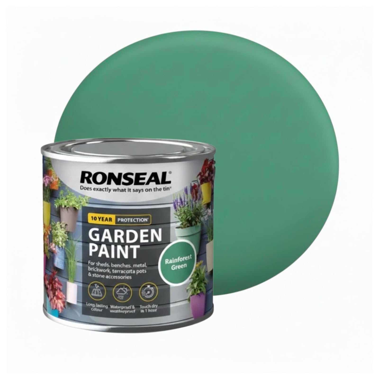 Milena Rainforest Green Garden Paint 250ml, Water Based Wooden Paints, Fast Drying Matt Finish, Long Lasting Fade Resistance Fence Paint, DIY Colour for Brick, Flower Pots (Rainforest Green, 250 M L)